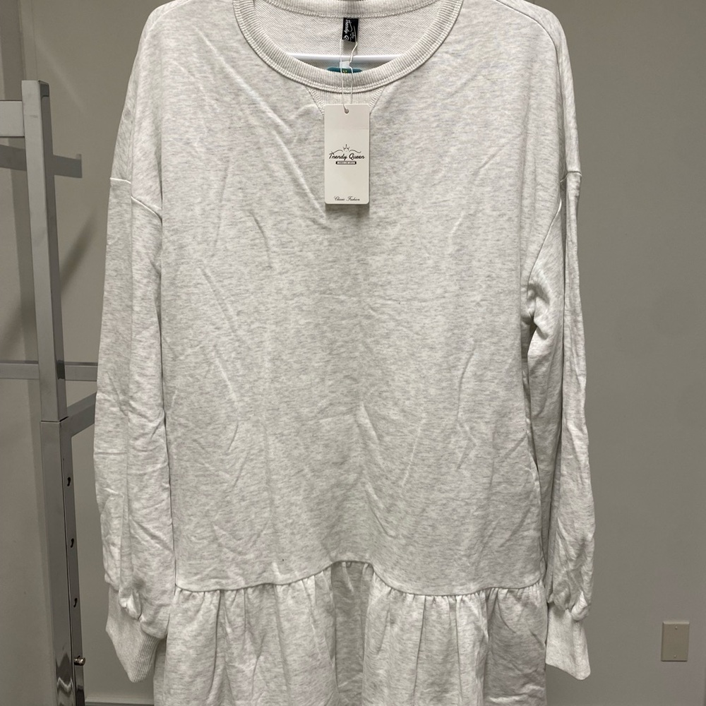 Casual Heather Gray Sweatshirt Dress